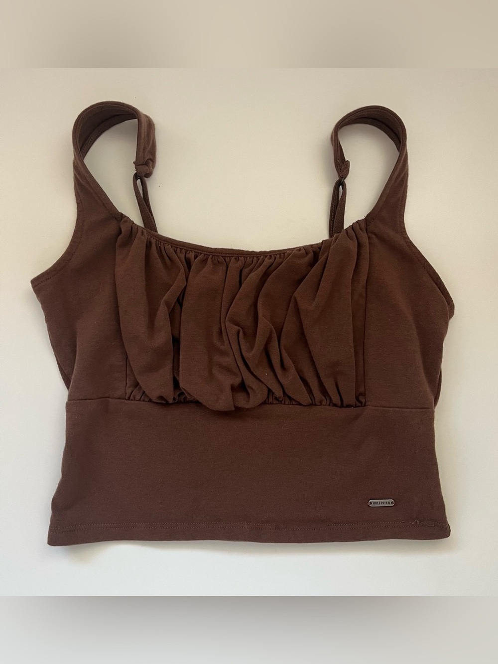 Hollister Brown Ruched Cropped Tank Top